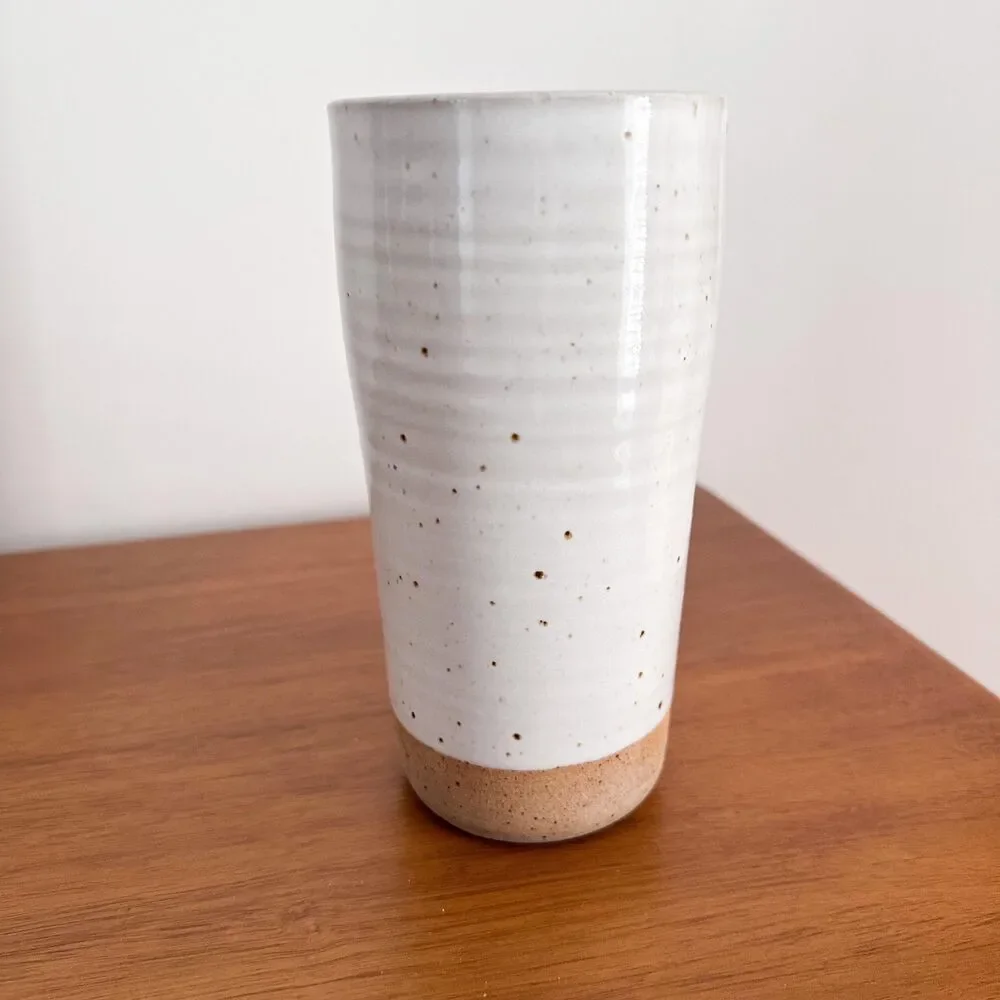 Sage Valley Pottery Speckled White Stoneware Vase Handmade Artisan Ceramic